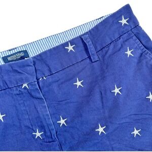 British Khaki Women's Shorts Size 12 Starfish Embroidered Bermuda Navy Beachwear